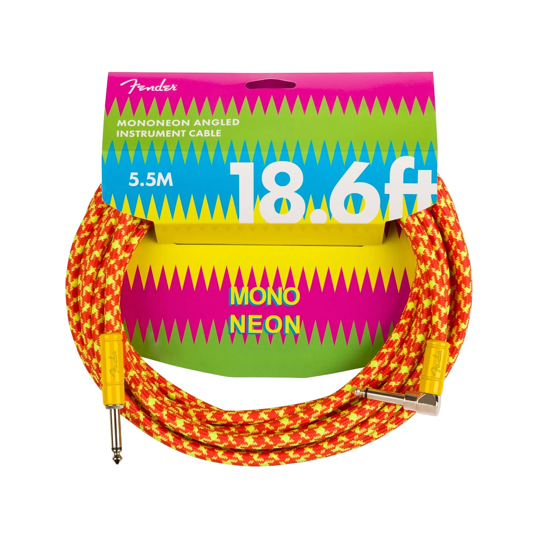 Fender MonoNeon 18.6FT Angled Instrument Cables, Orange