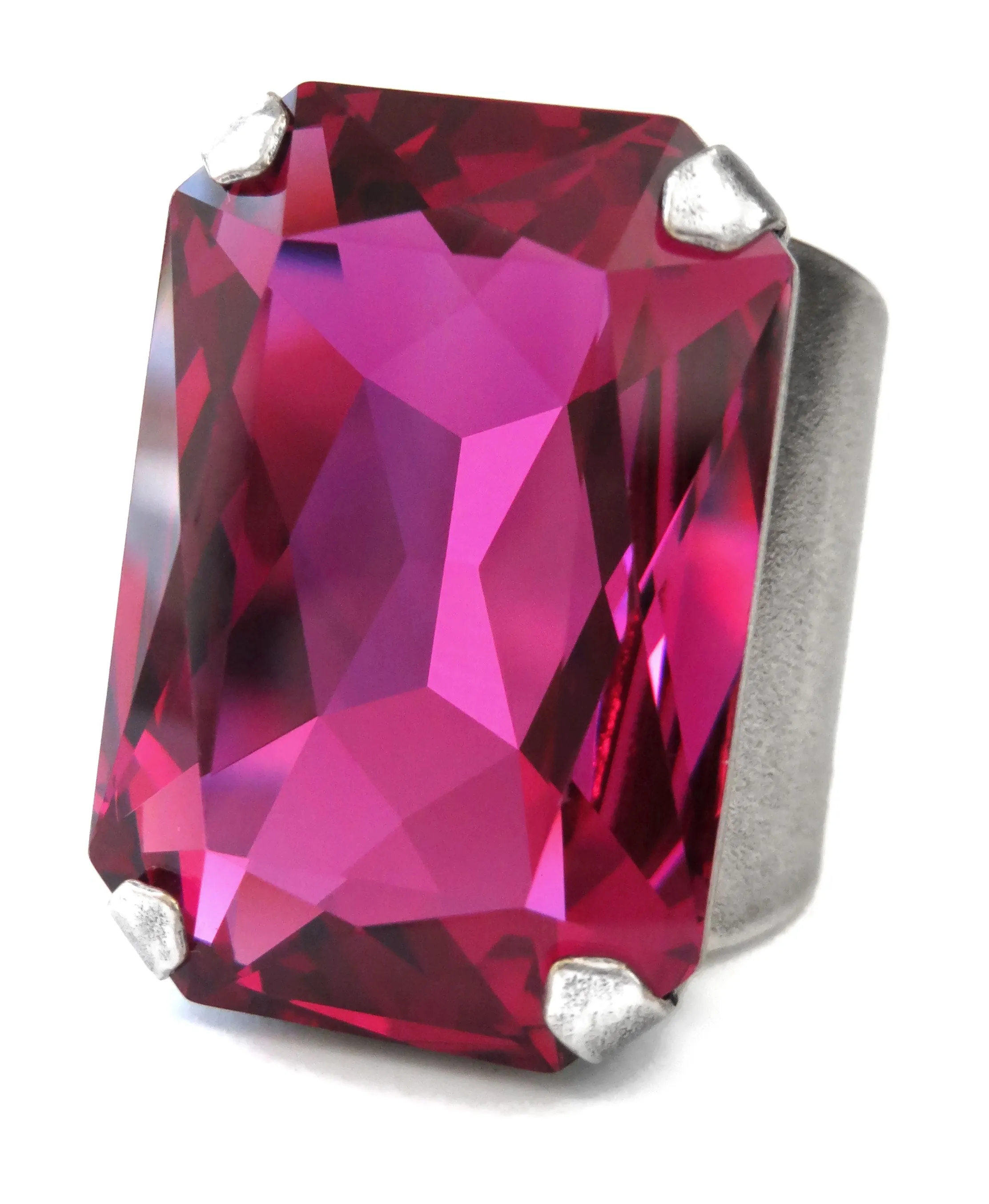 FLAMBOYANT - Large Magenta Crystal Ring