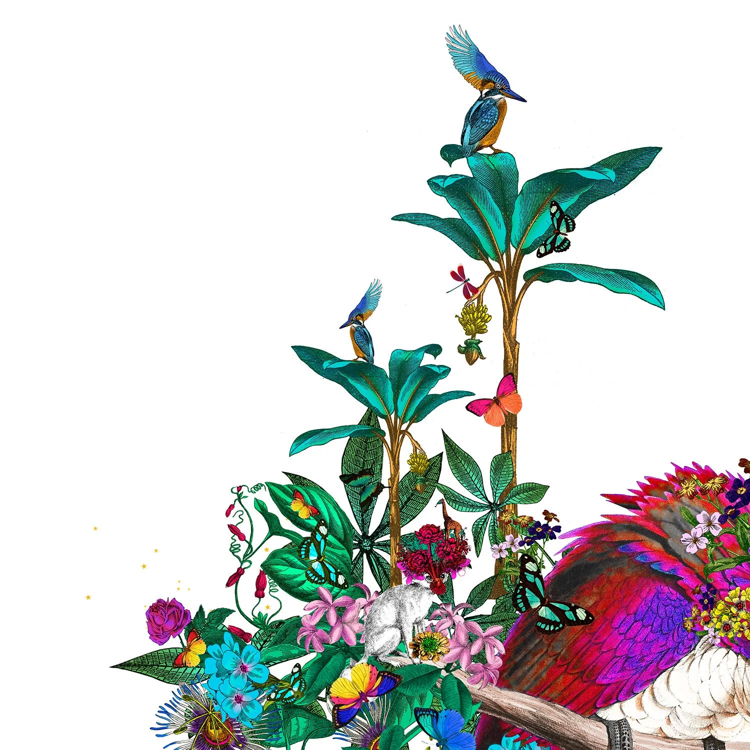 Flora & Fauna Lear - Neon White - Art Print