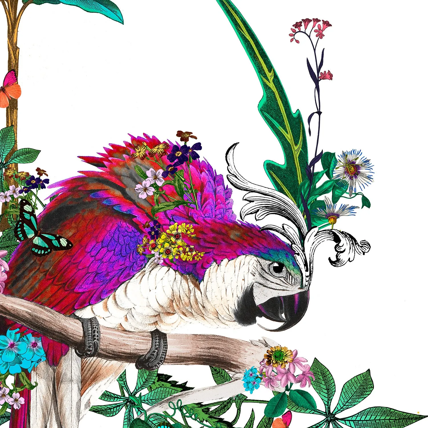 Flora & Fauna Lear - Neon White - Art Print