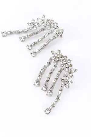 Floral Rhinestone Earlobe Crawler Earrings