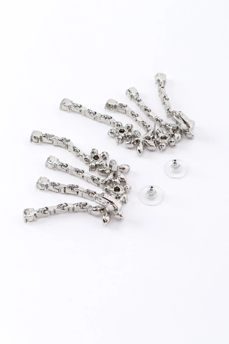 Floral Rhinestone Earlobe Crawler Earrings