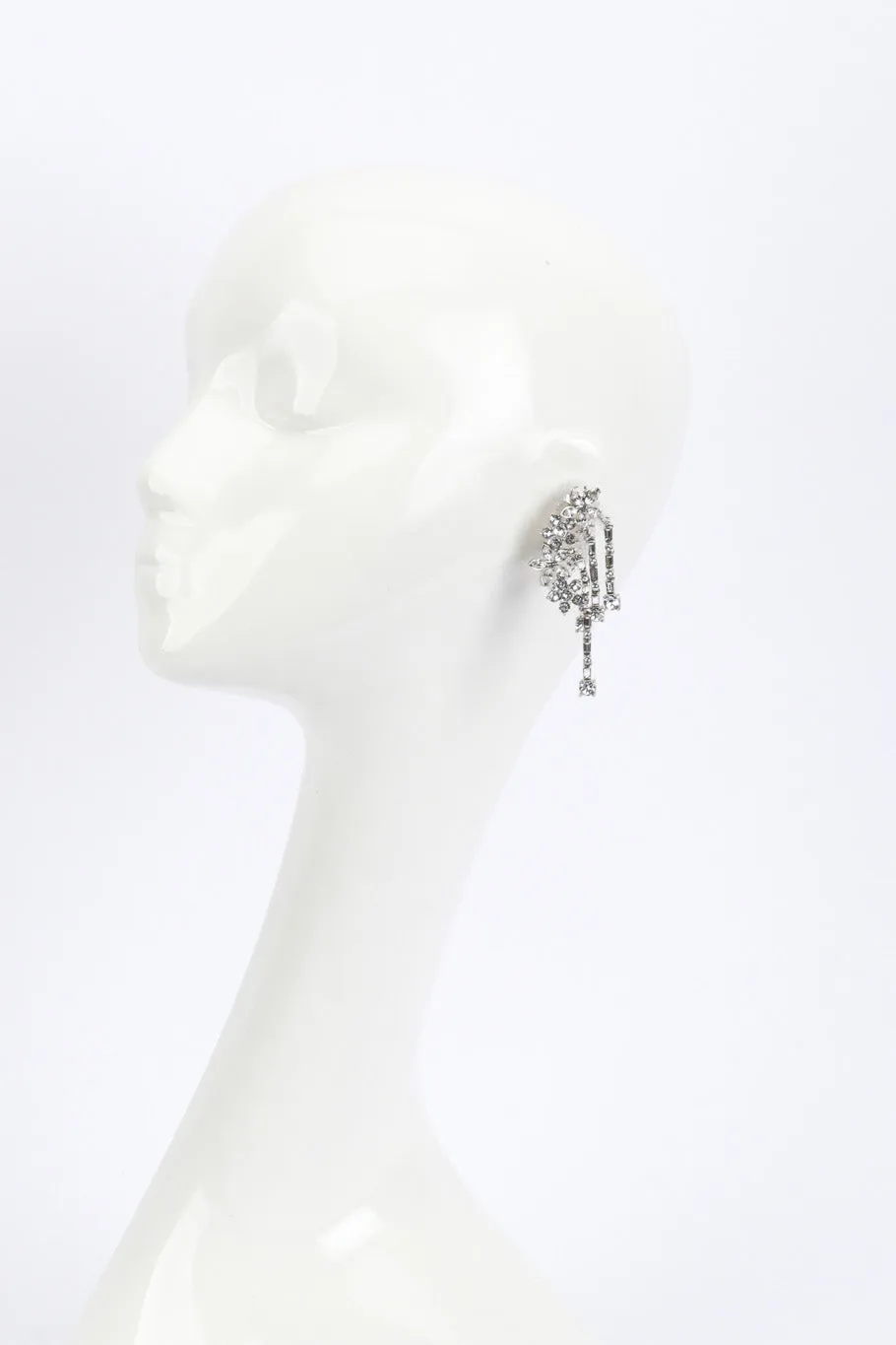 Floral Rhinestone Earlobe Crawler Earrings