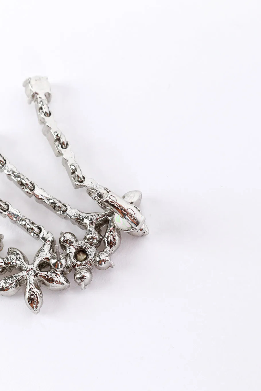 Floral Rhinestone Earlobe Crawler Earrings