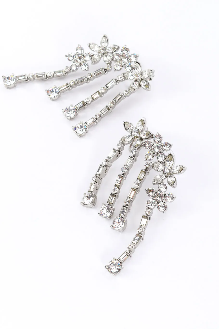 Floral Rhinestone Earlobe Crawler Earrings