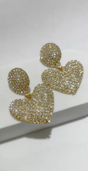 Follow your Heart Gold Rhinestone Earrings