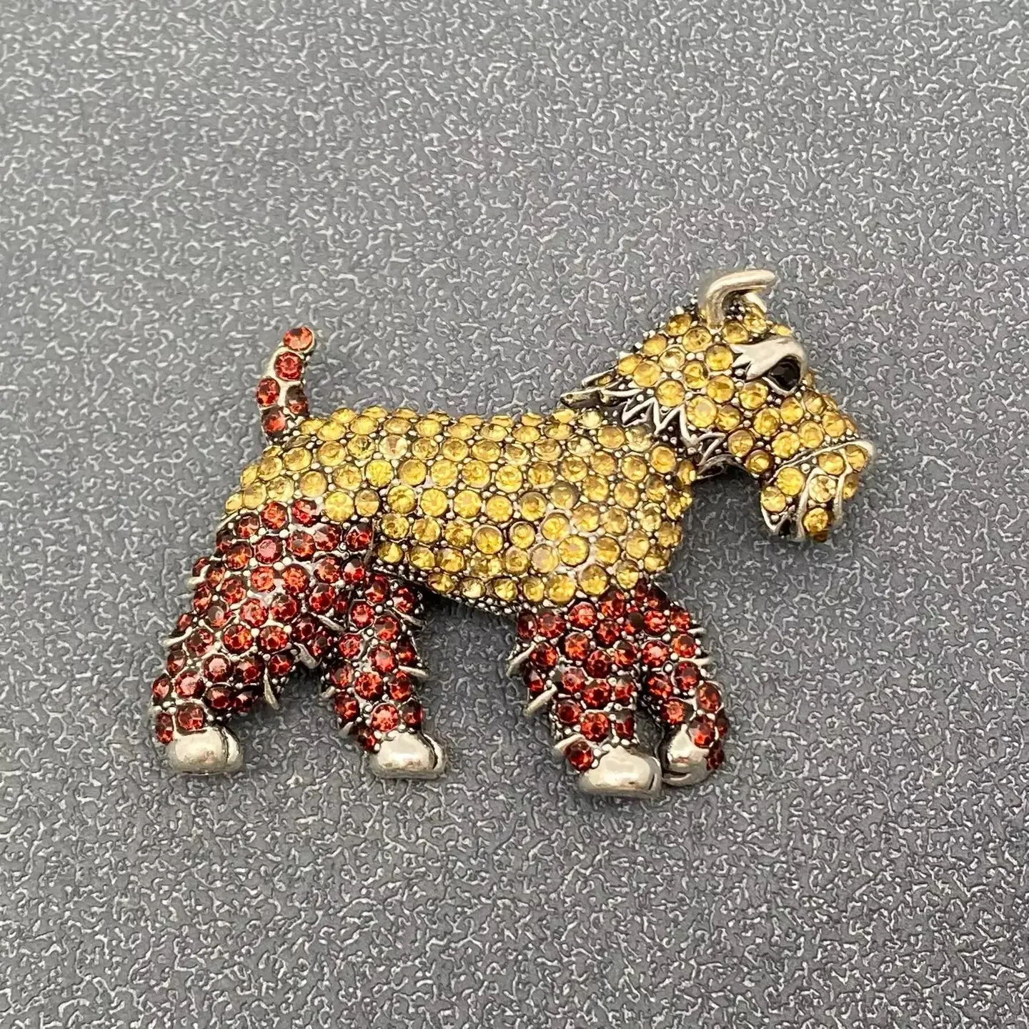 Full Rhinestone Schnauzer Dog Brooch