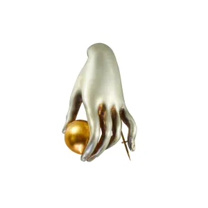 Gabriella Kiss Sterling Silver "Canova" Hand with Vermeil Plum Pin