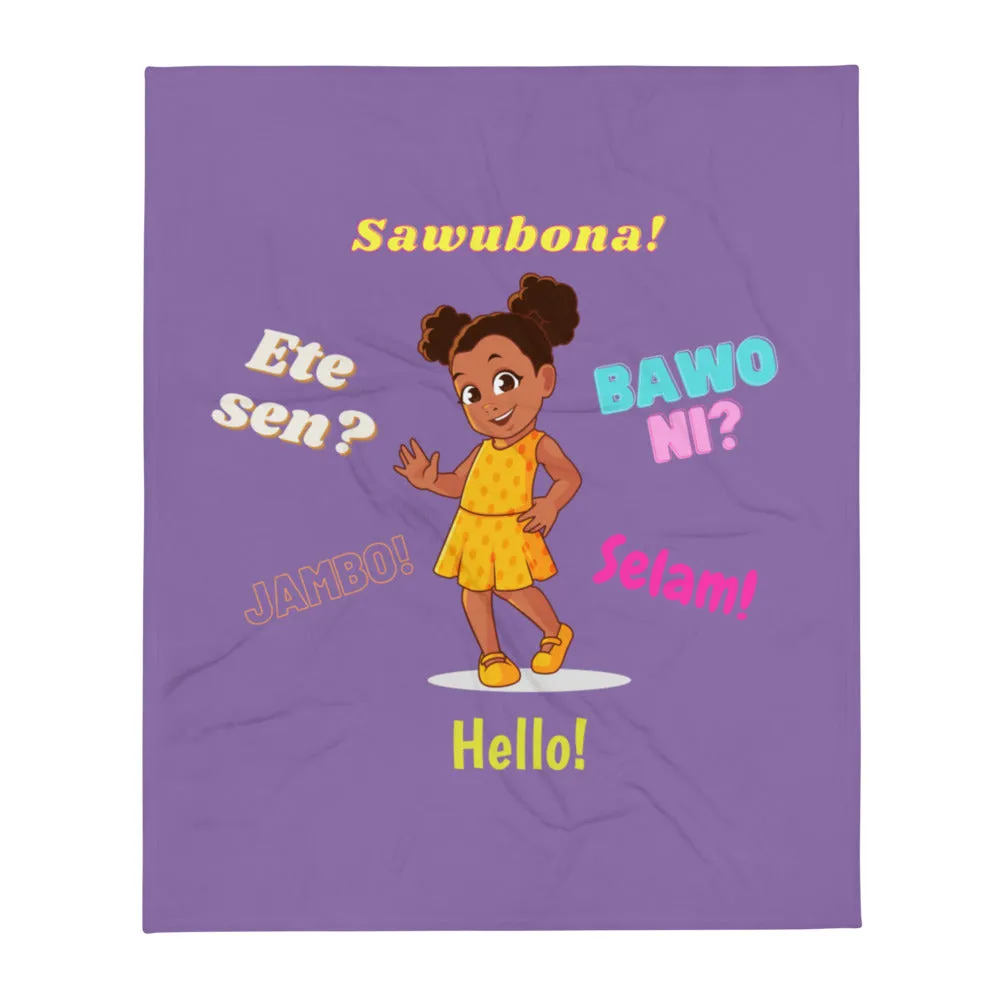 Girls' Greetings in African Languages Throw Blanket
