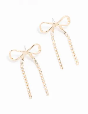 Gold Bow Cup Chain Drop Earrings