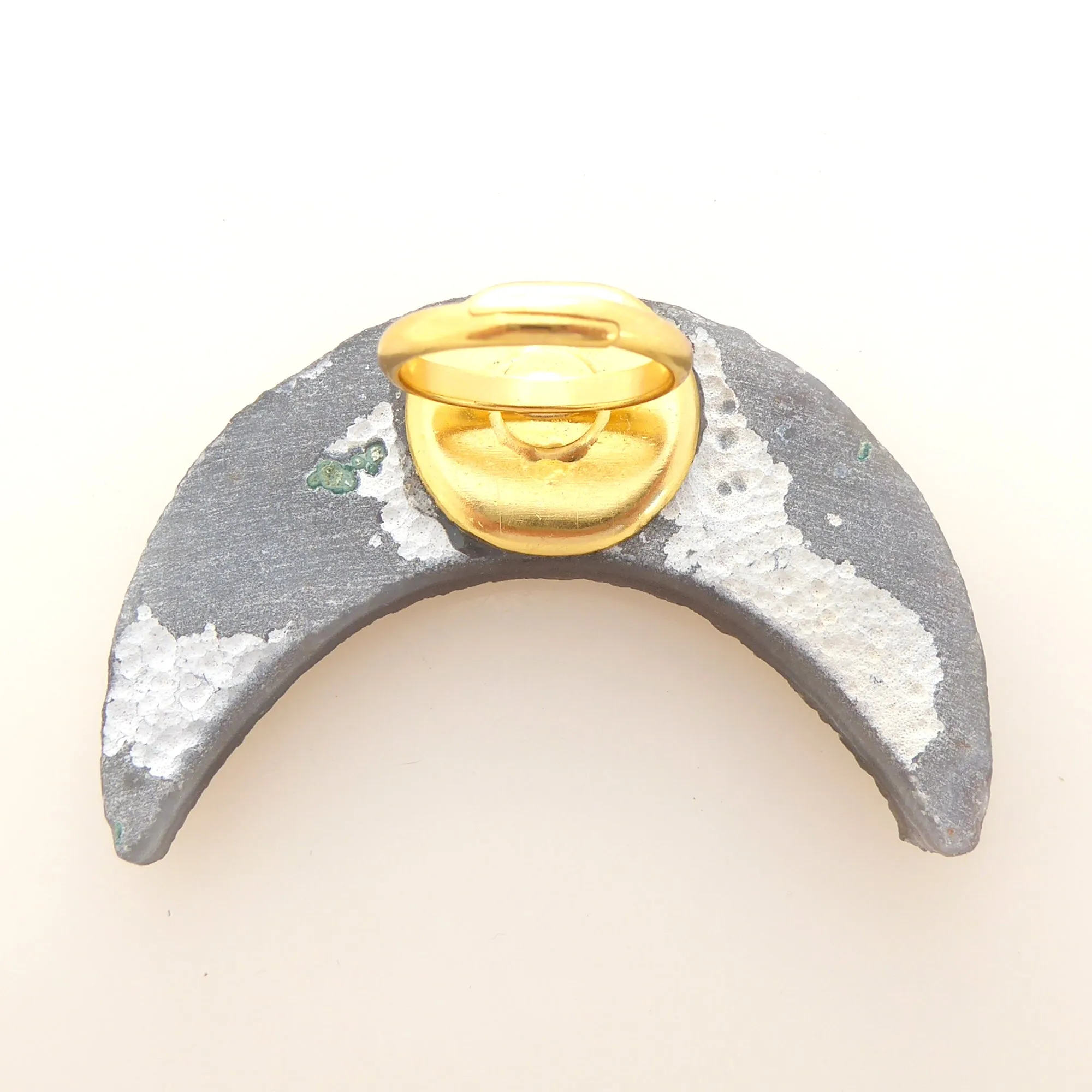 Gold druzy moon ring