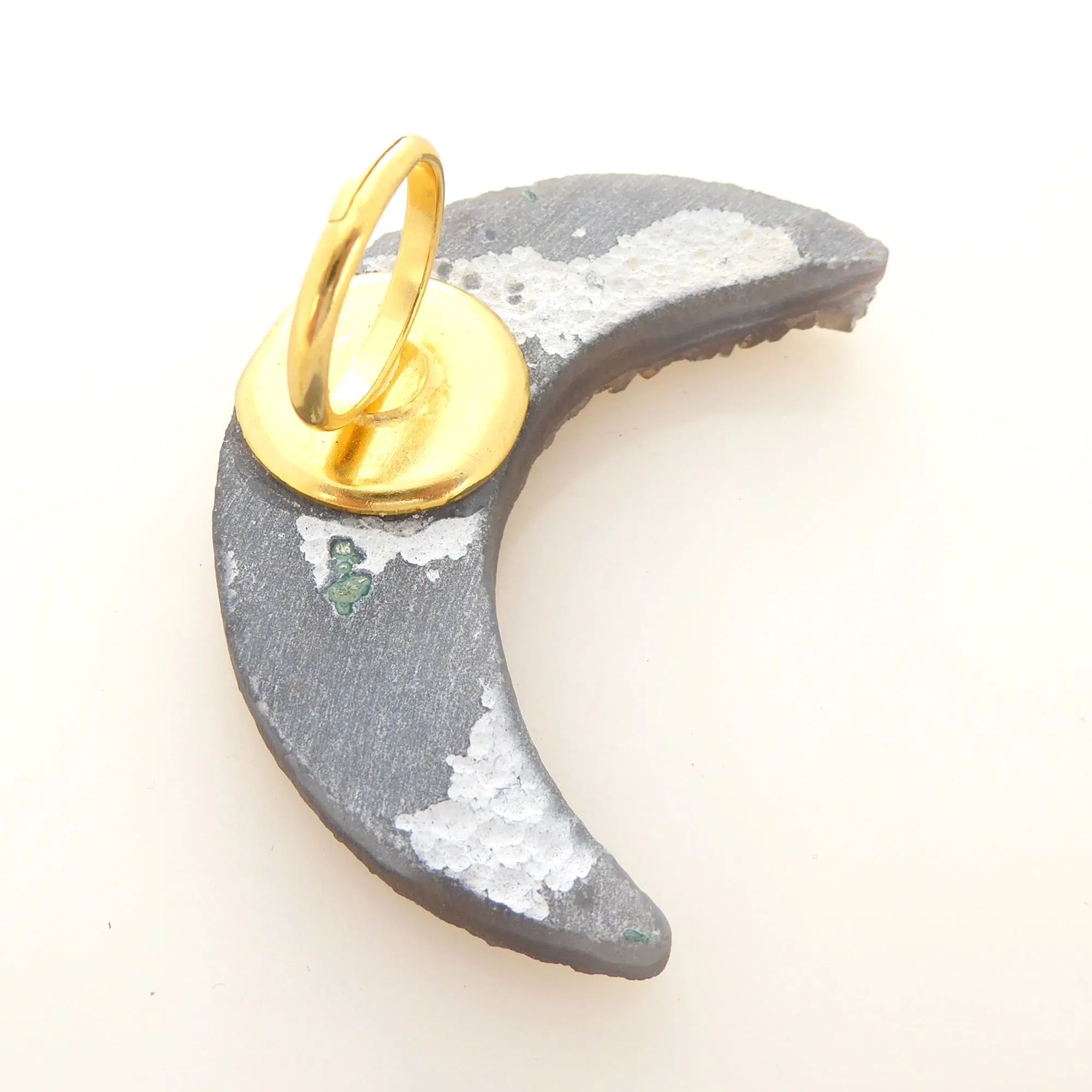 Gold druzy moon ring