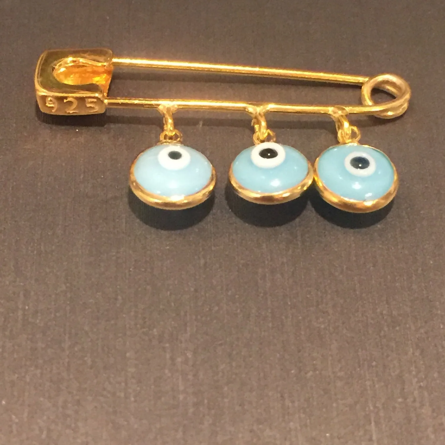 Gold Evil Eye Safety Pin