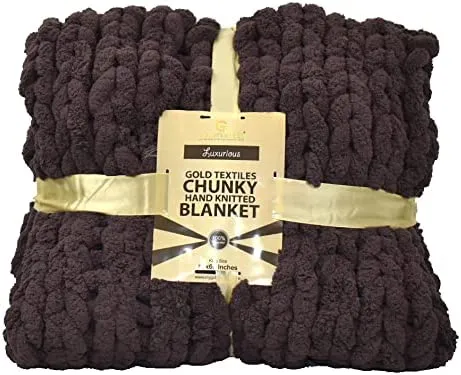GOLD TEXTILES Chenille Throw Blanket ( 50X60 Inches ) Warm Soft Cozy for Lounge Sofa ,Couch & Bed, Home Decor