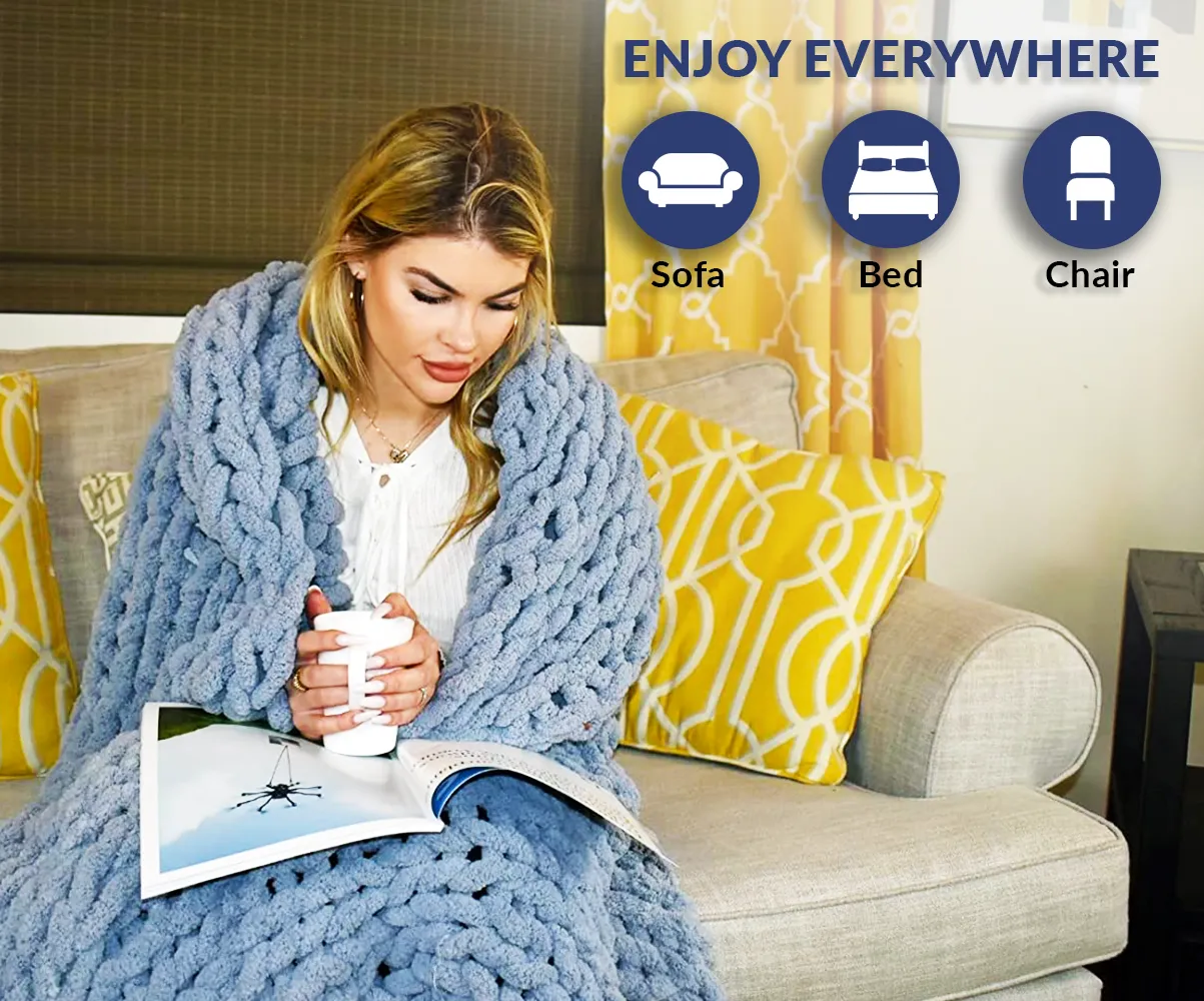 GOLD TEXTILES Chenille Throw Blanket ( 50X60 Inches ) Warm Soft Cozy for Lounge Sofa ,Couch & Bed, Home Decor