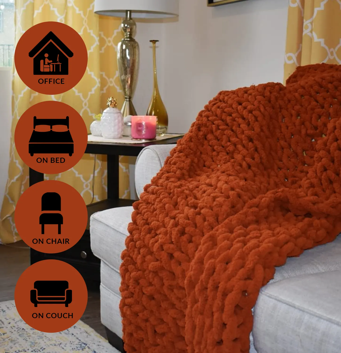 GOLD TEXTILES Chenille Throw Blanket ( 50X60 Inches ) Warm Soft Cozy for Lounge Sofa ,Couch & Bed, Home Decor