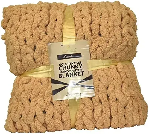 GOLD TEXTILES Chenille Throw Blanket ( 50X60 Inches ) Warm Soft Cozy for Lounge Sofa ,Couch & Bed, Home Decor
