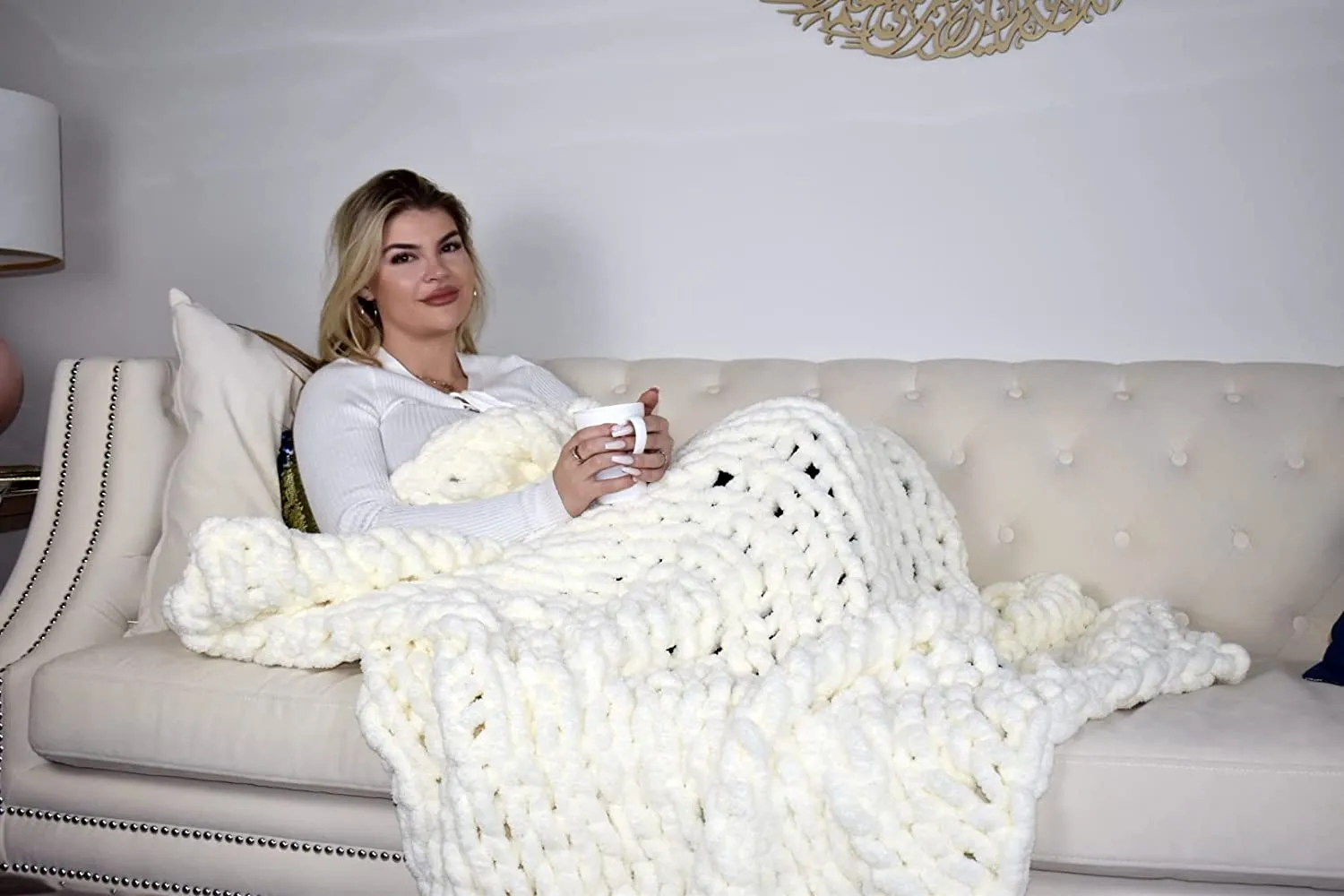 GOLD TEXTILES Chenille Throw Blanket ( 50X60 Inches ) Warm Soft Cozy for Lounge Sofa ,Couch & Bed, Home Decor