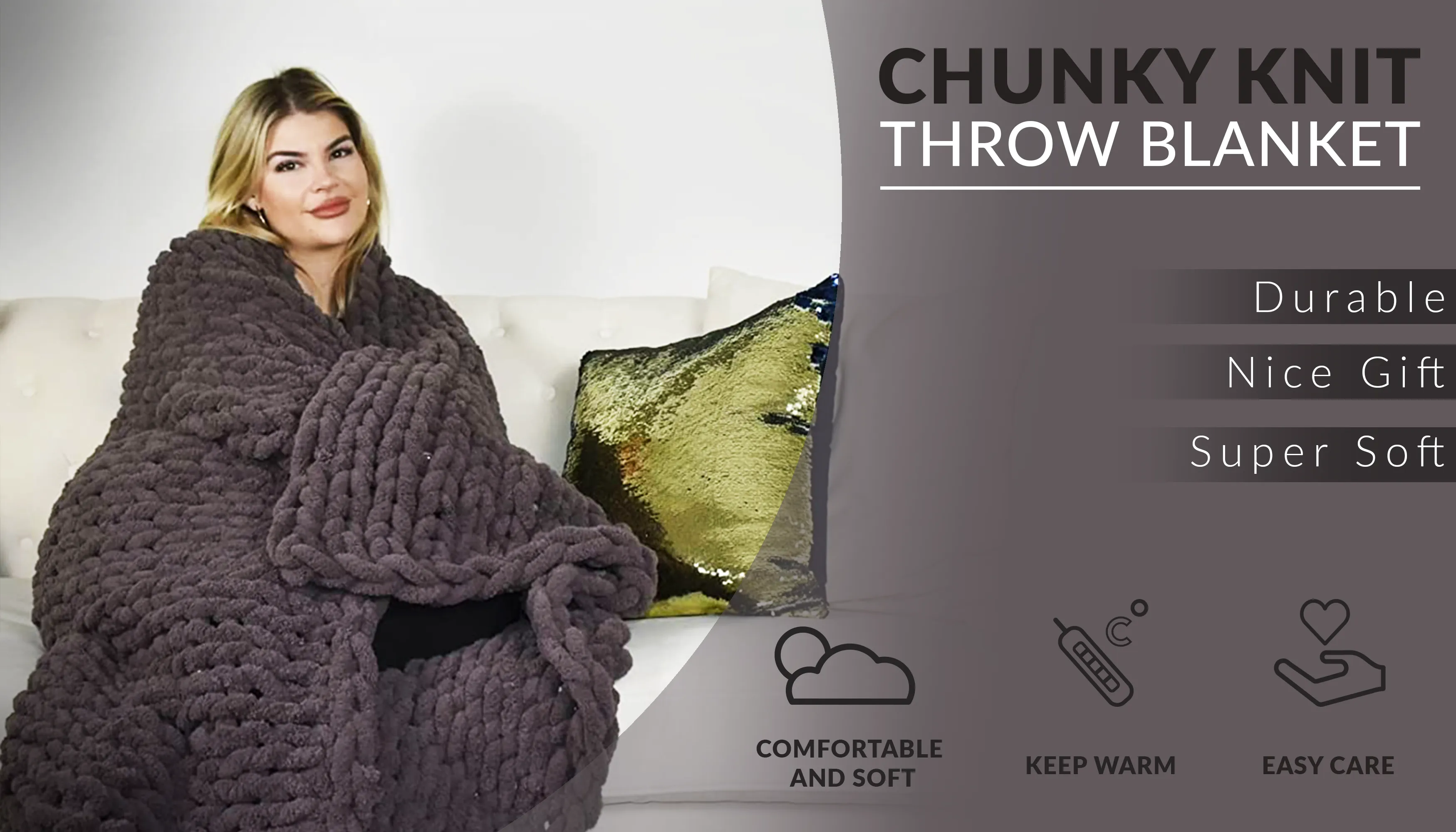 GOLD TEXTILES Chenille Throw Blanket ( 50X60 Inches ) Warm Soft Cozy for Lounge Sofa ,Couch & Bed, Home Decor