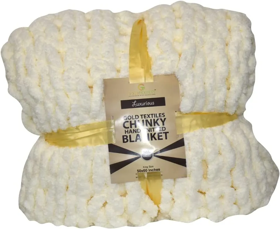 GOLD TEXTILES Chenille Throw Blanket ( 50X60 Inches ) Warm Soft Cozy for Lounge Sofa ,Couch & Bed, Home Decor