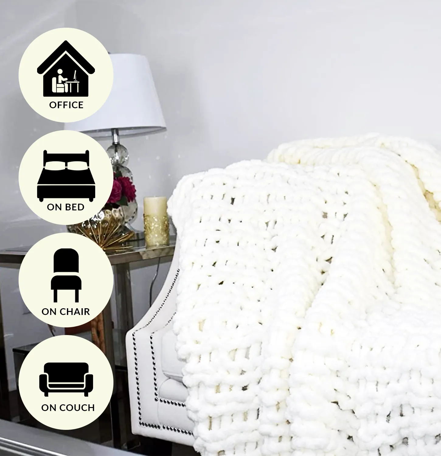 GOLD TEXTILES Chenille Throw Blanket ( 50X60 Inches ) Warm Soft Cozy for Lounge Sofa ,Couch & Bed, Home Decor