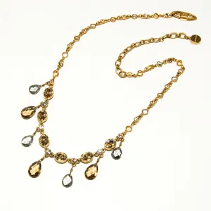 Gold Tone Necklace with Colored Briolette Rhinestones by Givenchy