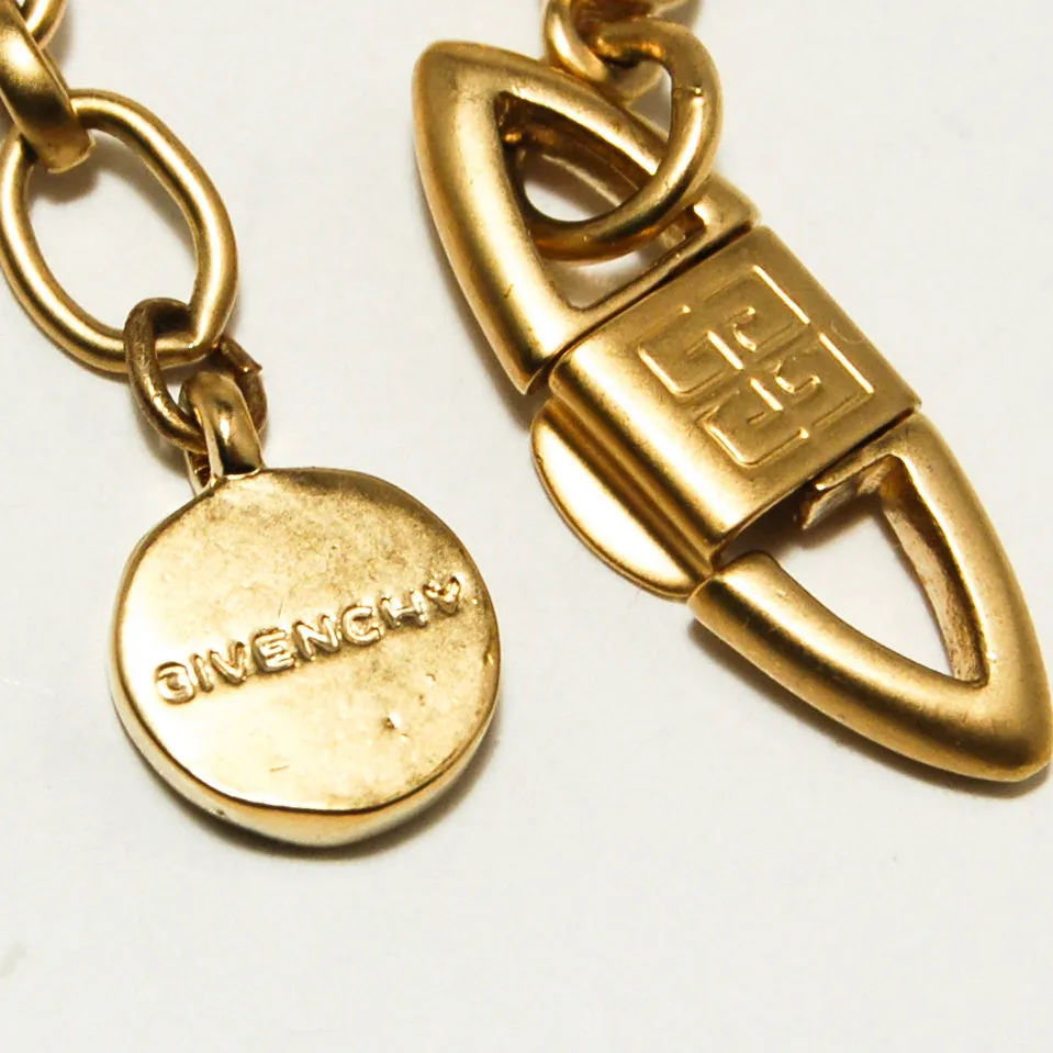 Gold Tone Necklace with Colored Briolette Rhinestones by Givenchy