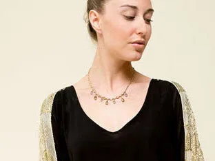 Gold Tone Necklace with Colored Briolette Rhinestones by Givenchy