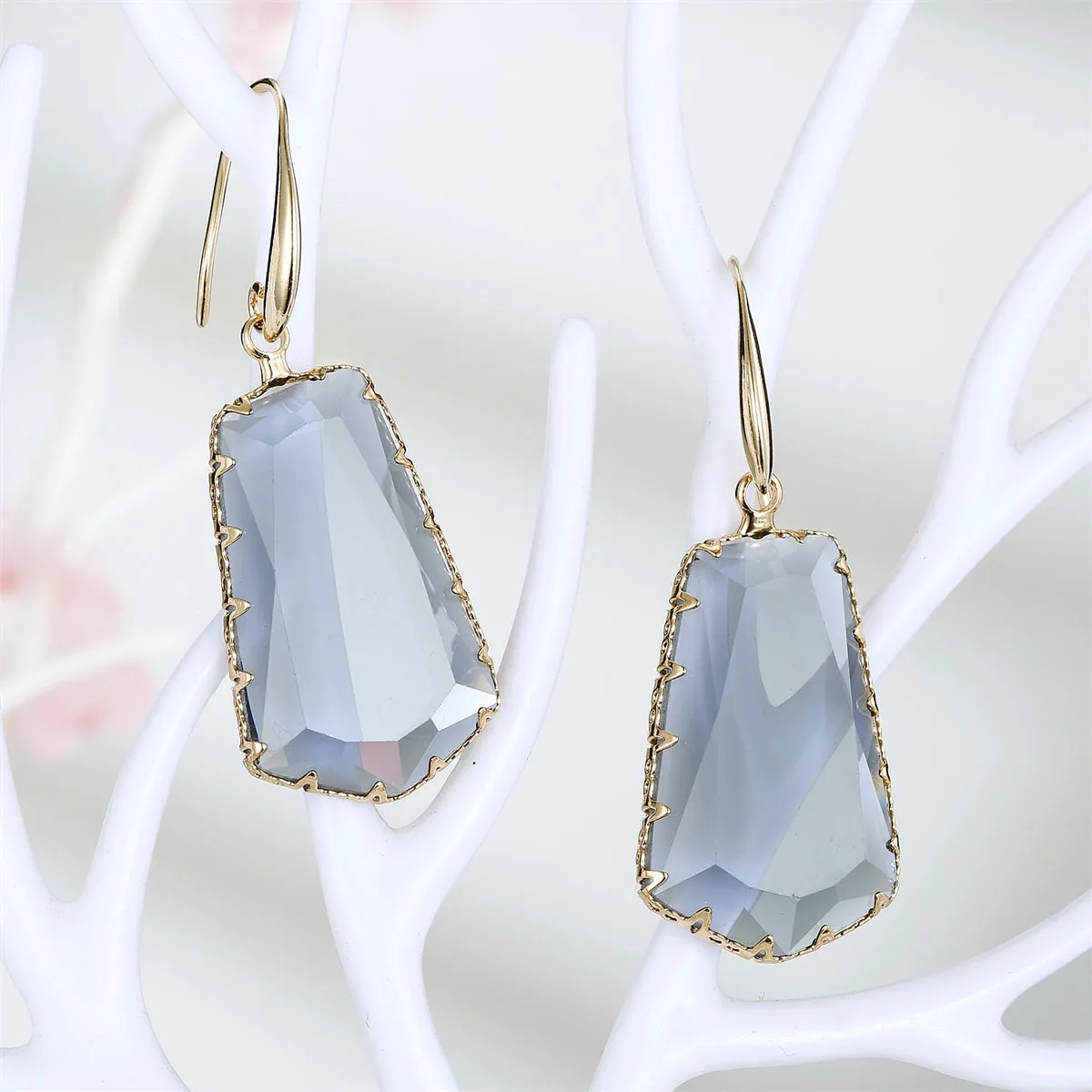 Gray Crystal & 18K Gold-Plated Ladder Drop Earrings