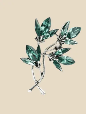 Green sparkling crystal brooch pin