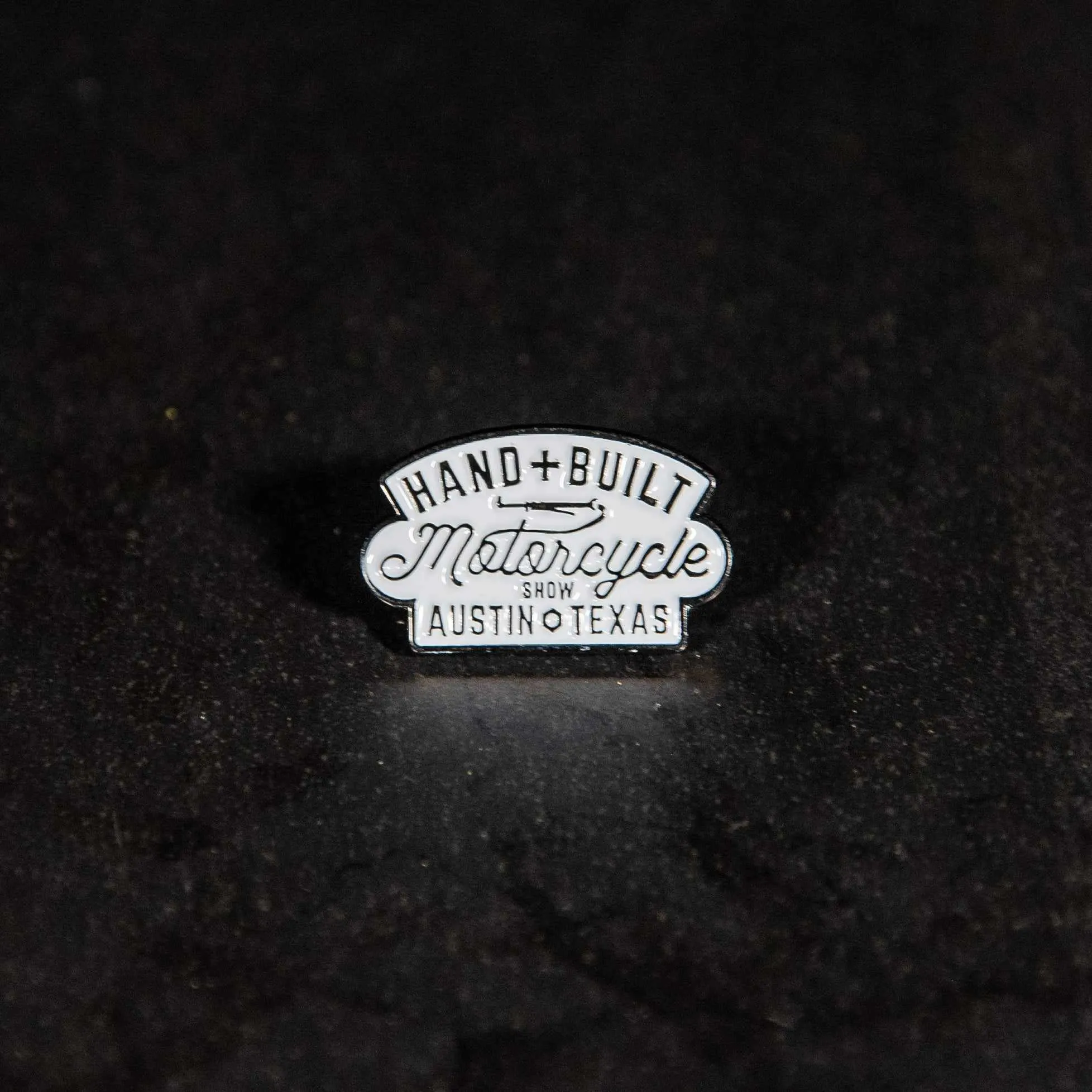 Handbuilt Show Script Soft Enamel Lapel Pin - White