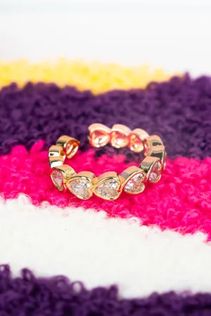 Hearts Collide Cubic Zirconia Goldtone Ring