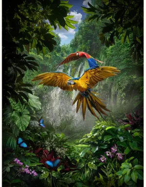 Hoffman Fabrics Call of the Wild Amazon Parrot Cotton Panel R4687-246-Amazon