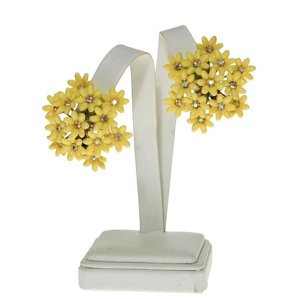 Huge Yellow Daisy Earrings by Coro