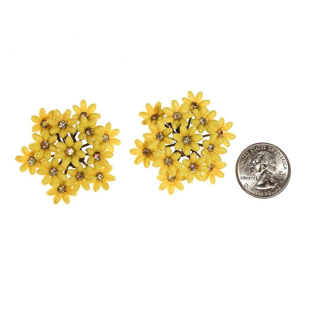 Huge Yellow Daisy Earrings by Coro