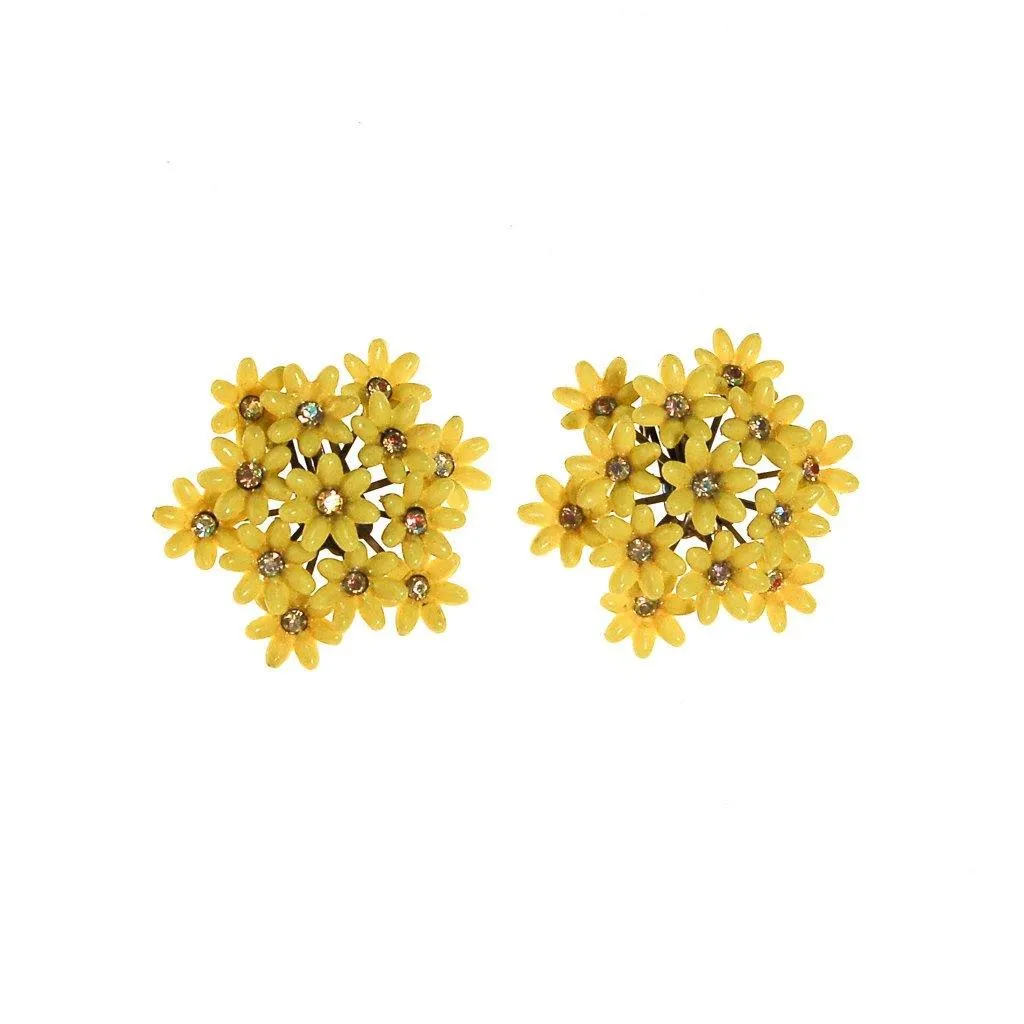 Huge Yellow Daisy Earrings by Coro
