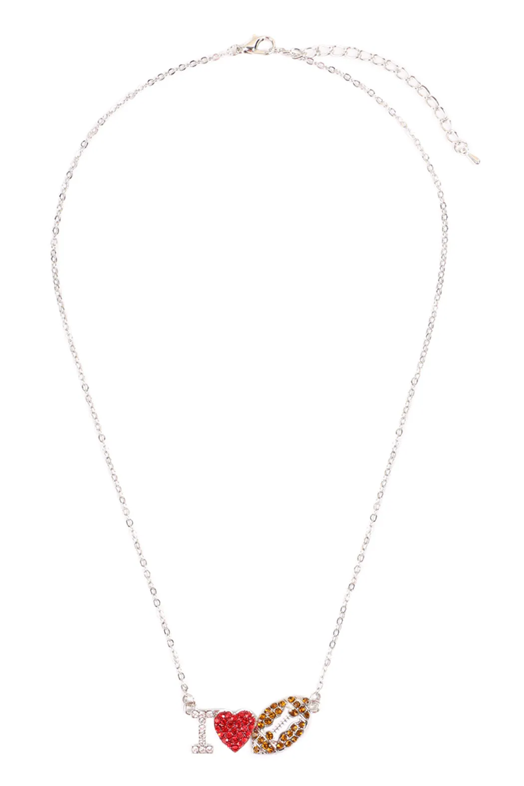 I LOVE FOOTBALL RHINESTONE CHAIN NECKLACE
