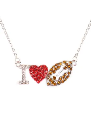 I LOVE FOOTBALL RHINESTONE CHAIN NECKLACE