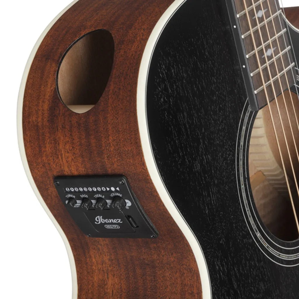Ibanez AE140WKH Electro Acoustic Guitar Weathered Black Open Pore Top, Open Pore Natural Back and Sides