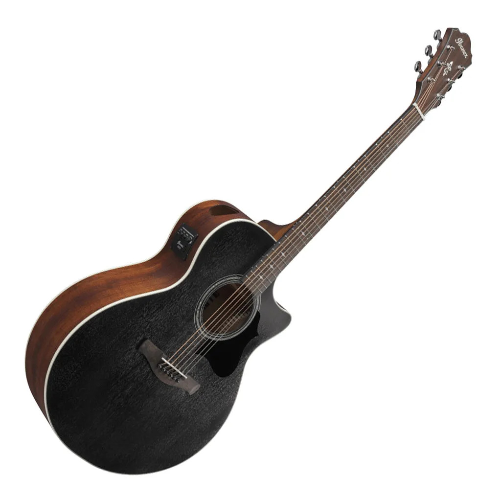 Ibanez AE140WKH Electro Acoustic Guitar Weathered Black Open Pore Top, Open Pore Natural Back and Sides