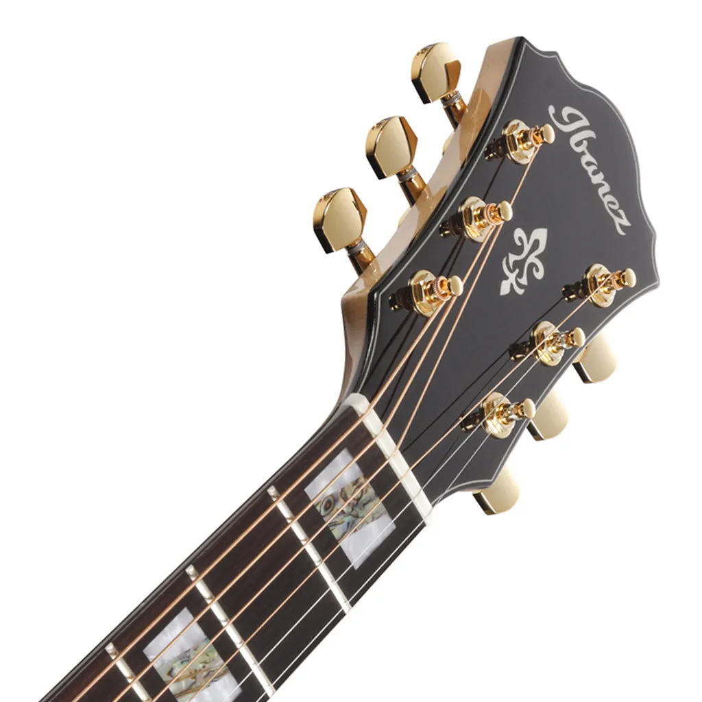 Ibanez AE390NTA Electro Acoustic Guitar Natural High Gloss Top, Aqua Blue High Gloss Back and Sides