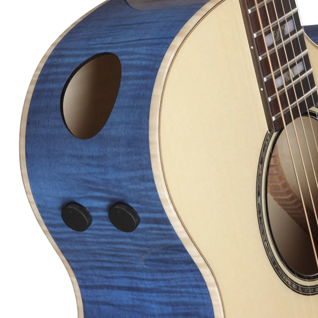Ibanez AE390NTA Electro Acoustic Guitar Natural High Gloss Top, Aqua Blue High Gloss Back and Sides