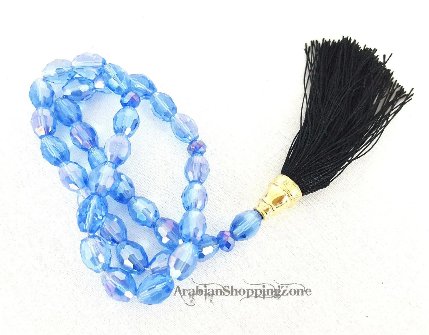Islamic Salah 12mm Sapphire Crystal Prayer Beads 33 Mesbaha
