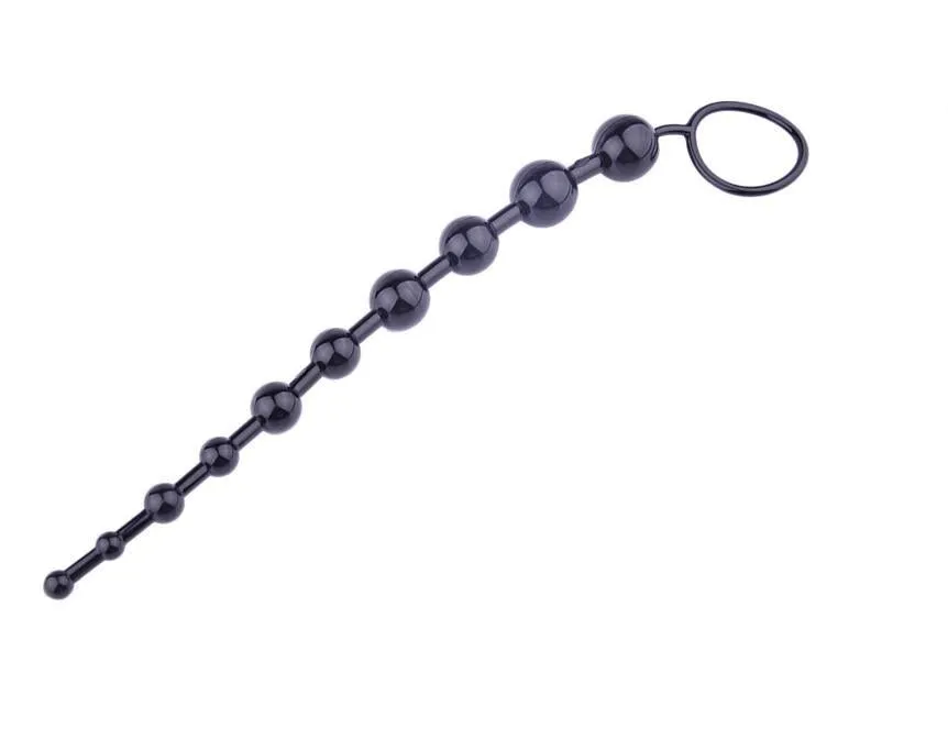 Jelly Anal Beads Orgasm Vagina Plug Play Pull Ring Ball Anal Stimulator Butt Beads black