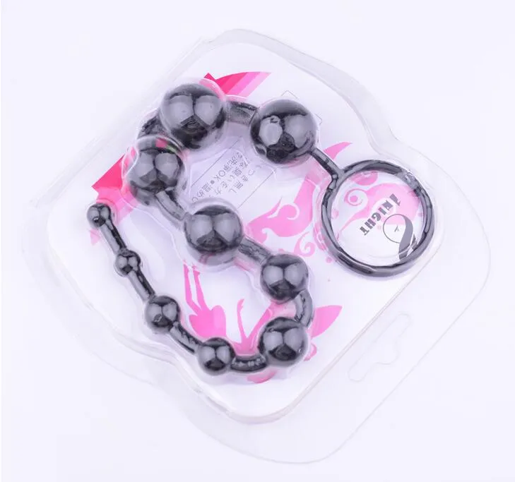 Jelly Anal Beads Orgasm Vagina Plug Play Pull Ring Ball Anal Stimulator Butt Beads black