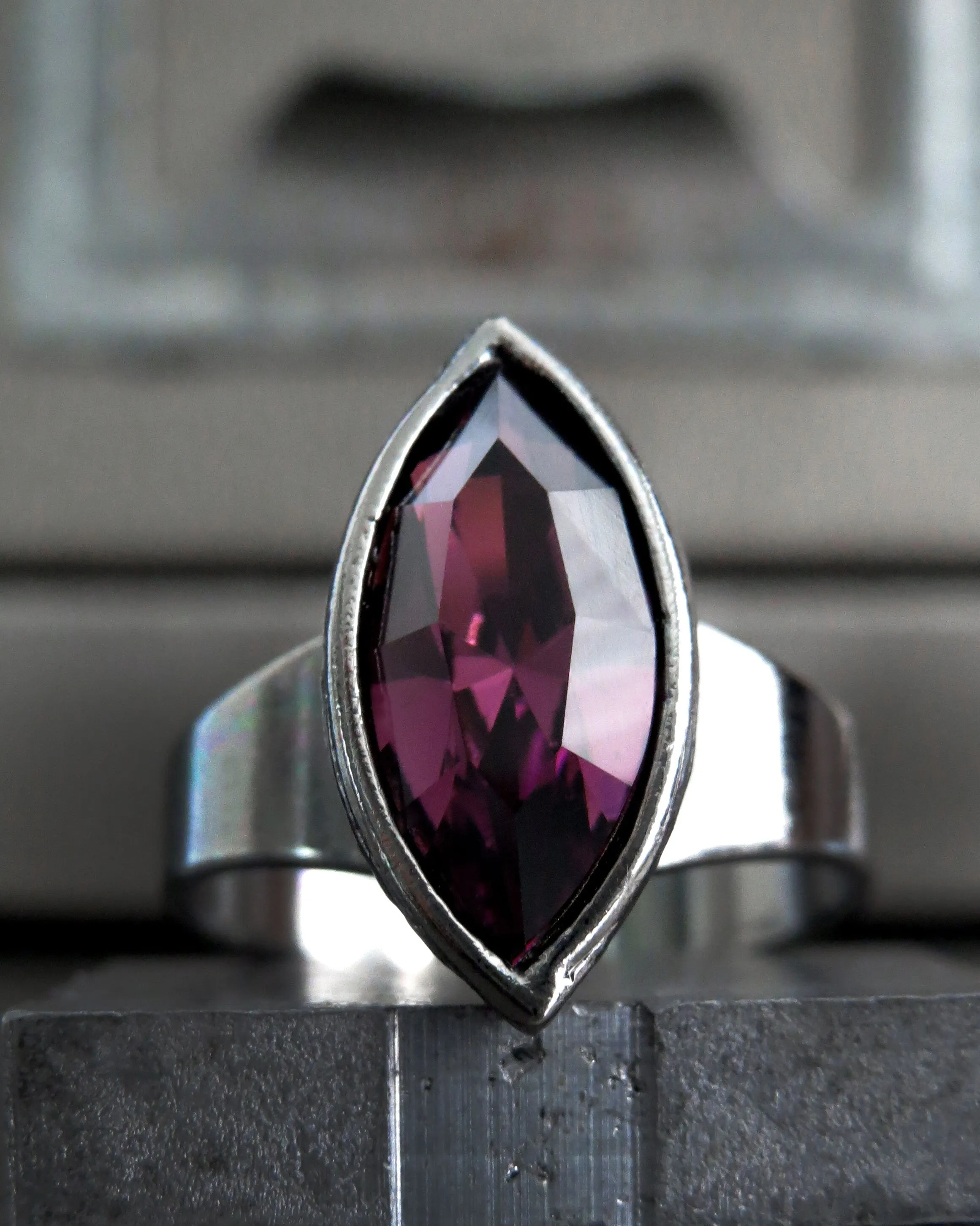 JINX - Small Gothic Purple Navette Crystal Ring