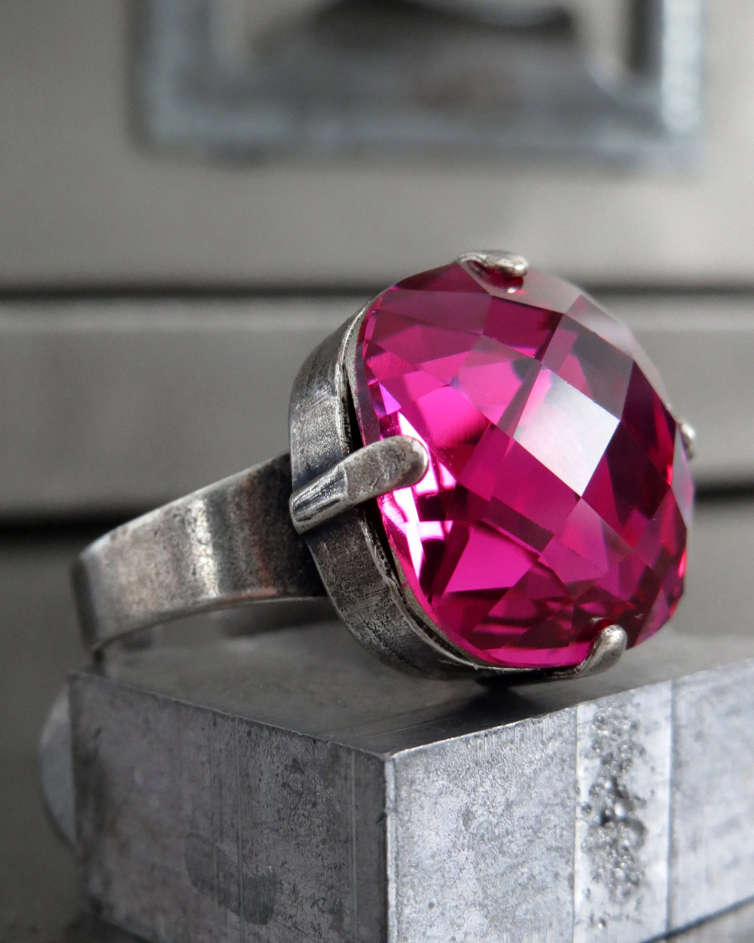 JUICY - Rare Magenta Crystal Ring