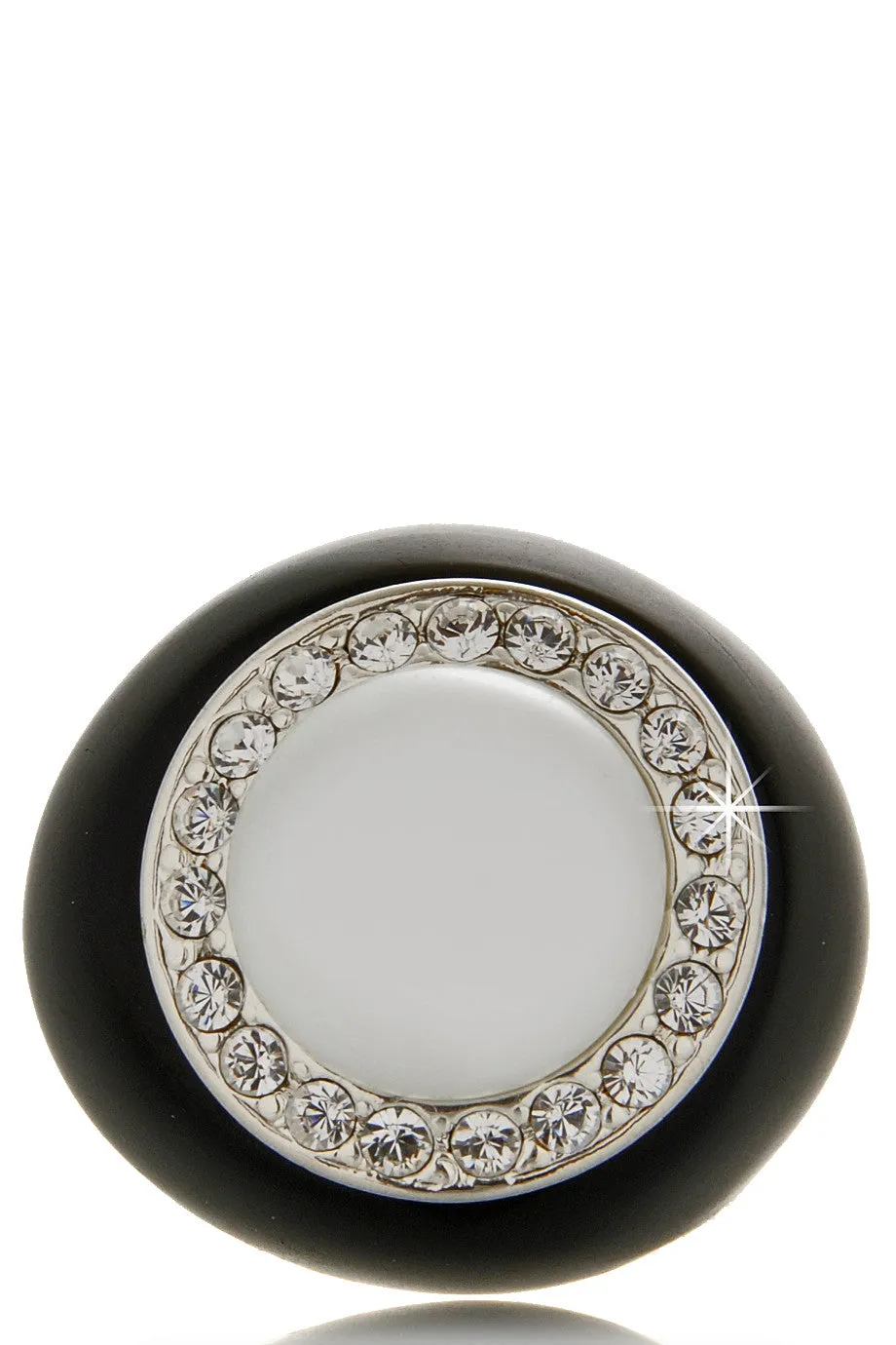 KENNETH JAY LANE CRYSTAL PEARL Black Ring