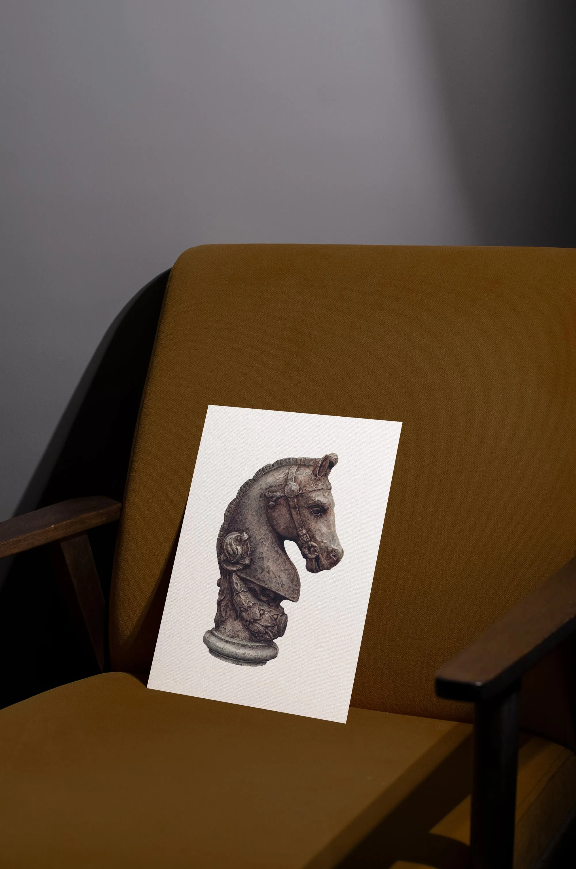 Knight Chess Piece Archival Art Print, framed art or unframed art | Horse   Whiskey Collection