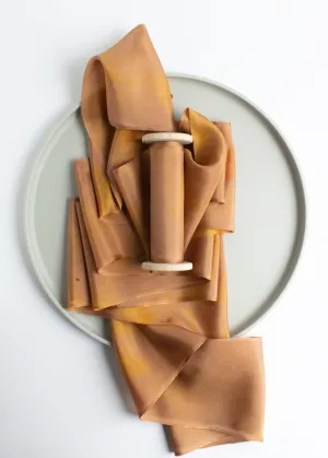 Limited Edition Eco Print #6 Habotai Silk Ribbon - Brown